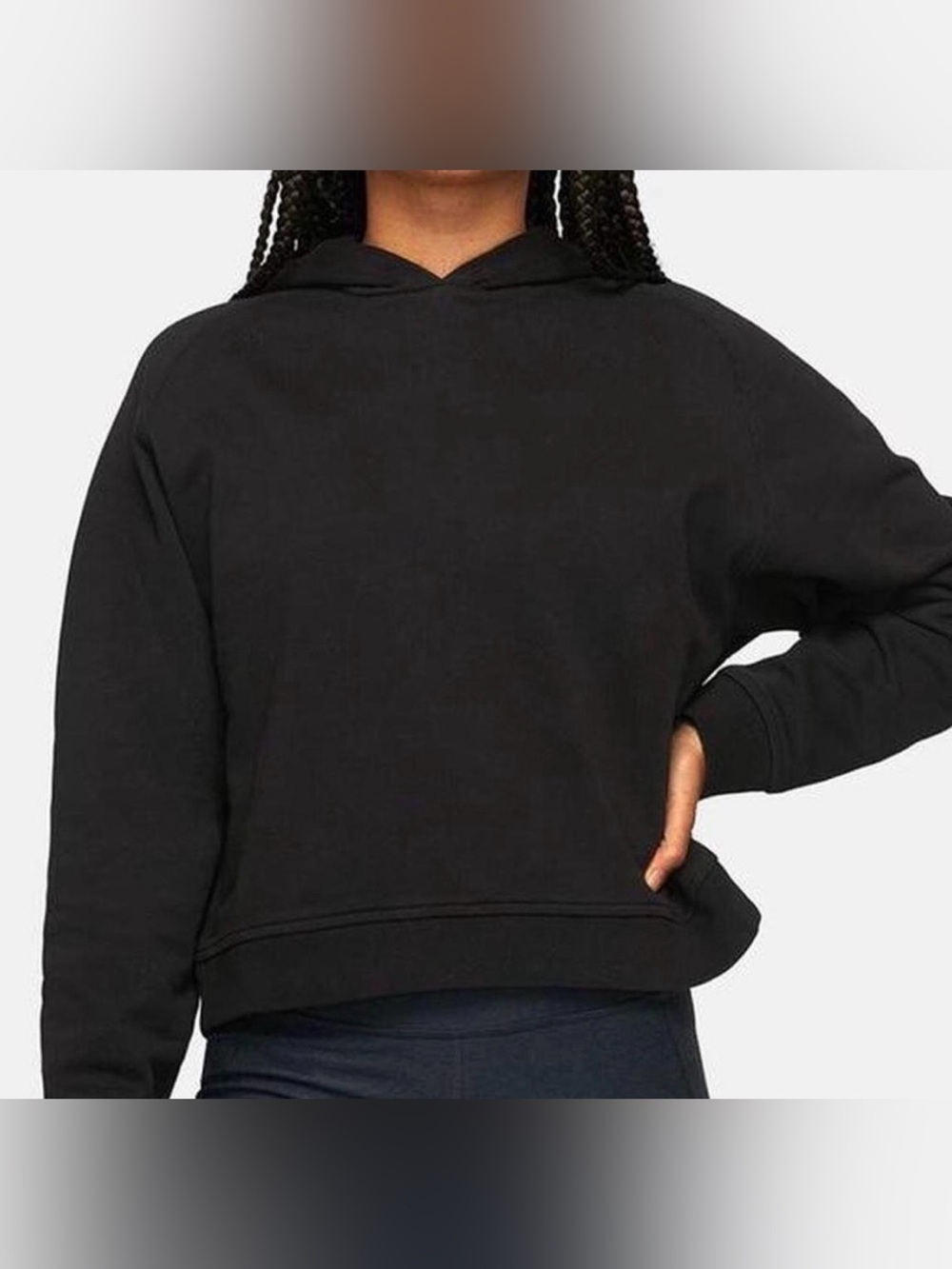 Outdoor Voices Black 100% Cotton Structured Hoodie Pullover Large